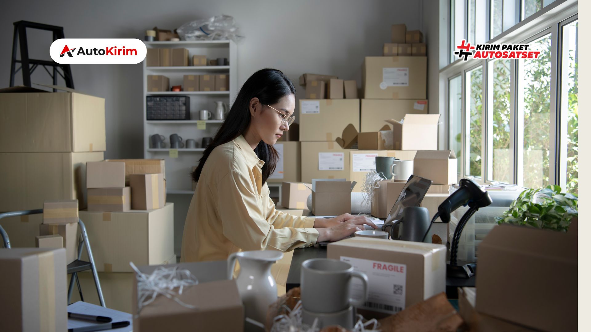 Ilustrasi bisnis online mengelola stok dengan sistem pre-order vs ready stock di gudang kecil